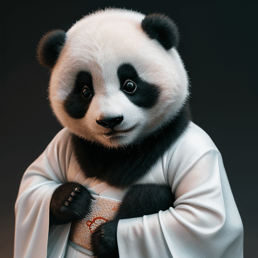 AI generated: Photo of a cute panda baby with a Chinese Hanfu, soft light, pale sunrise, cinematic lighting, batte...