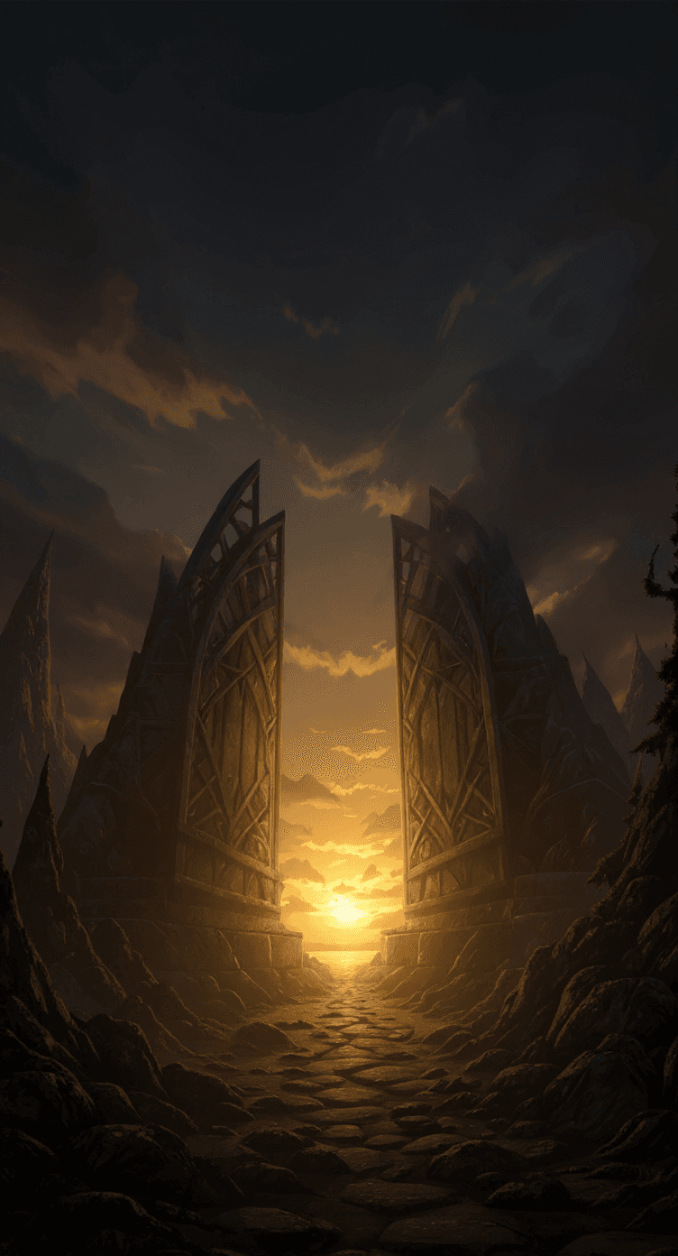 AI generated: 'cinematic shot'' of gates to heaven, full detailed, 8 k, realistic, atmospheric, style by ivan aiva...