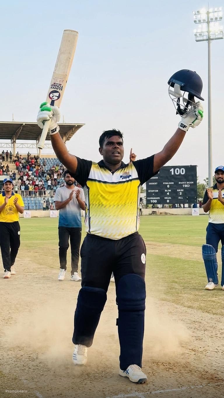 AI generated: this player played shot and celebrated his century 