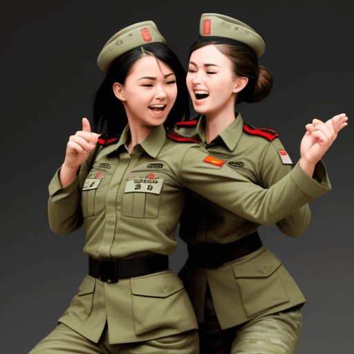 AI generated: female soldiers dance
