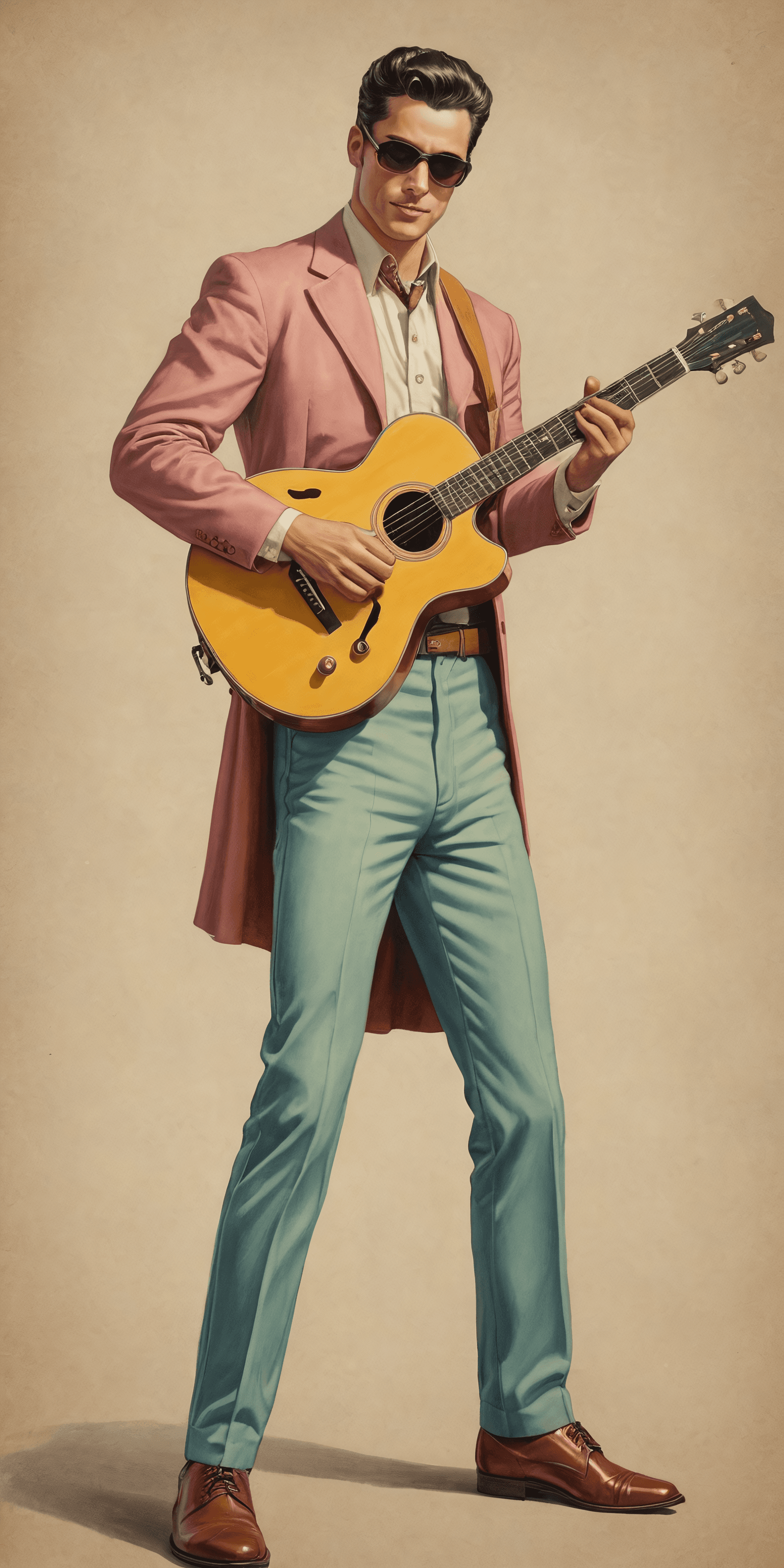 AI generated: Musician in the style of superhero comic, vintage collection, illustrated, full body, highly detail,...