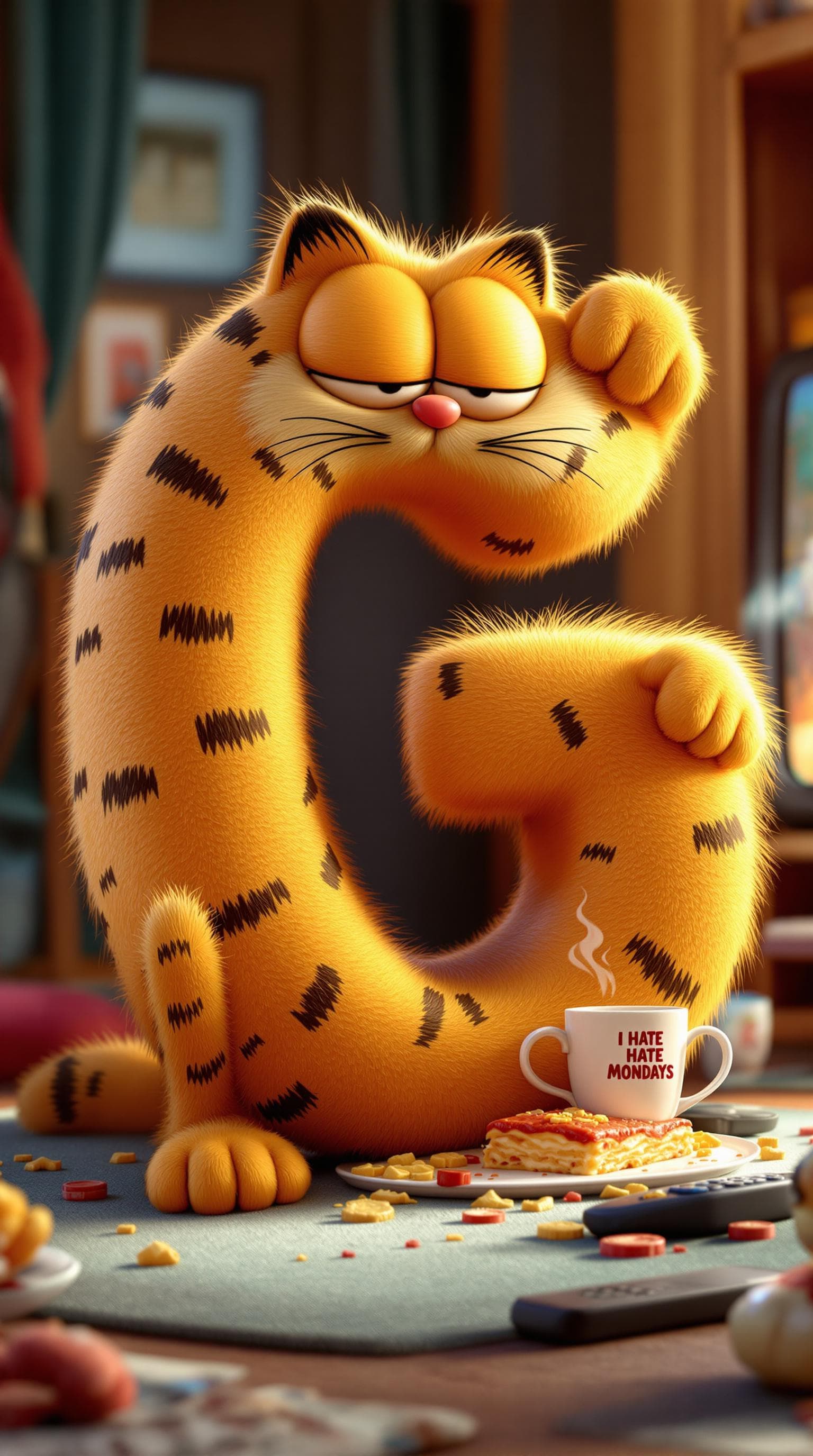 AI generated: Design the letter 'G' in a humorous and cozy 3D cartoon style inspired by Garfield. The body of the ...