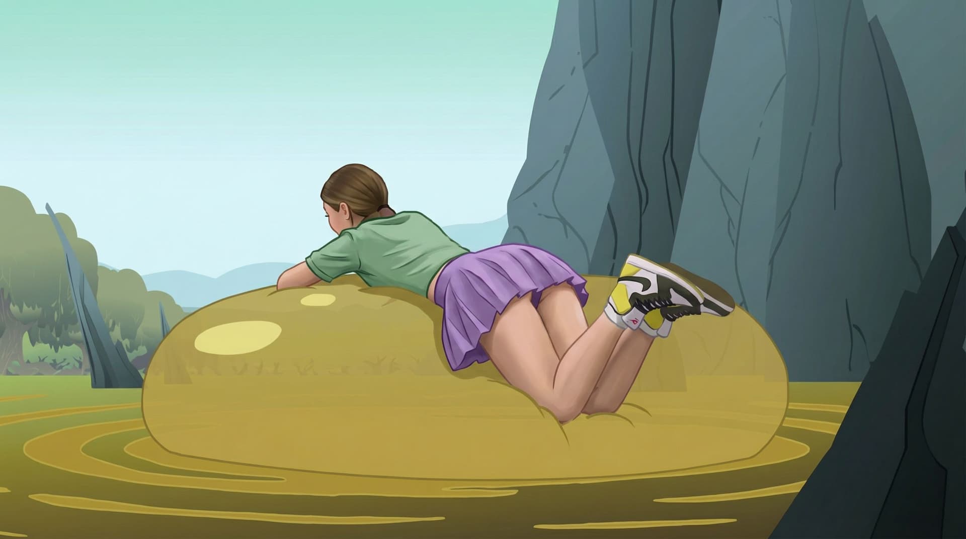 AI generated: Replace Twilight Sparkle with a teen girl wrapping the muddy bubble with her legs and exposing her b...