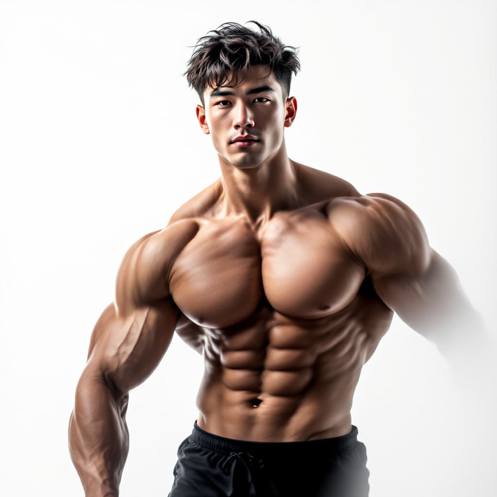 AI generated: handsome chinese boy,24years old，weater,white background,muscle，college boy，