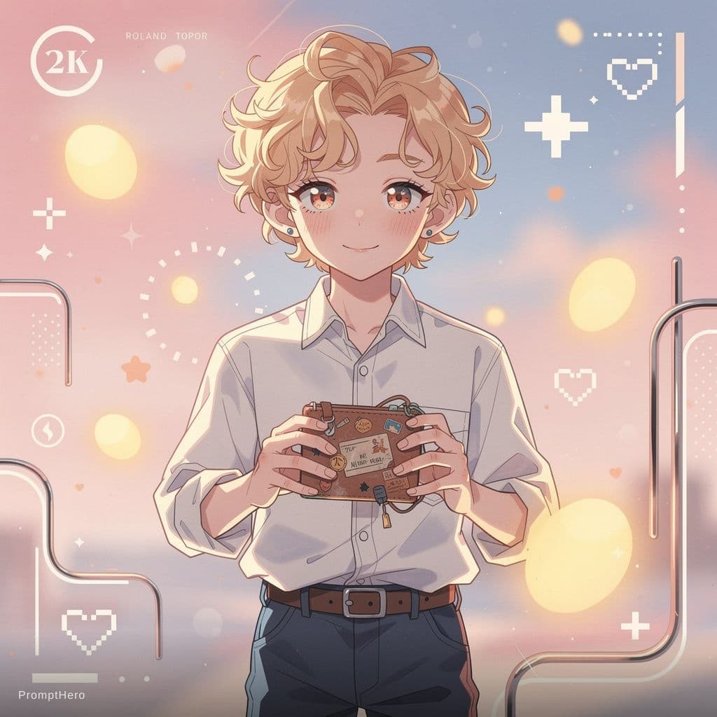 AI generated: A heartwarming anime evoking nostalgia and happiness through the actions of a character, with curly ...