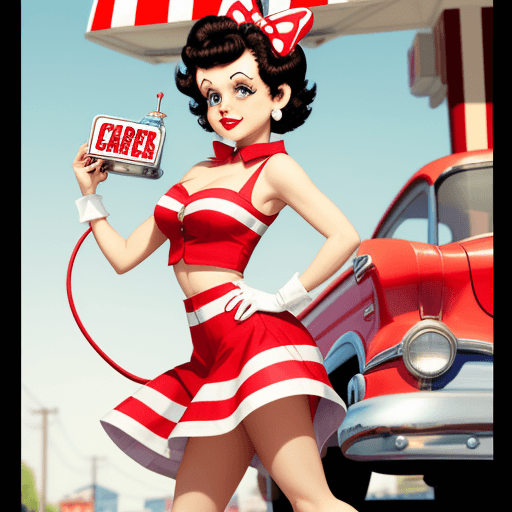 AI generated: Betty Boop dressed as a carhop