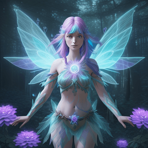 AI generated: Magical Forest scenery, chronomancer(a female), a time-manipulating mage,clean skin, particles of li...
