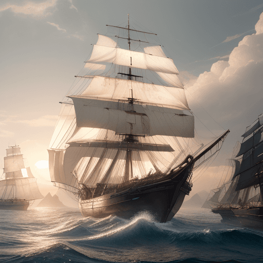 AI generated: Photo of a ultra realistic sailing ship, dramatic light, pale sunrise, cinematic lighting, battered,...