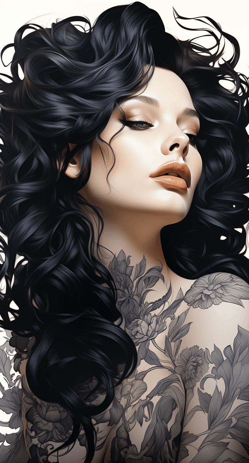 AI generated: art of tattoo ink vector illustration, in the style of charlie bowater, kaethe butcher, hyperrealism...