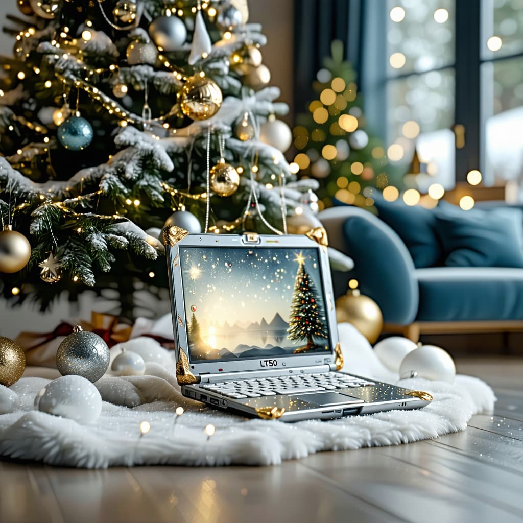 AI generated: Medium shot. Christmas tree in the room. Disney-style Christmas decoration, Pixar hangs on the branc...