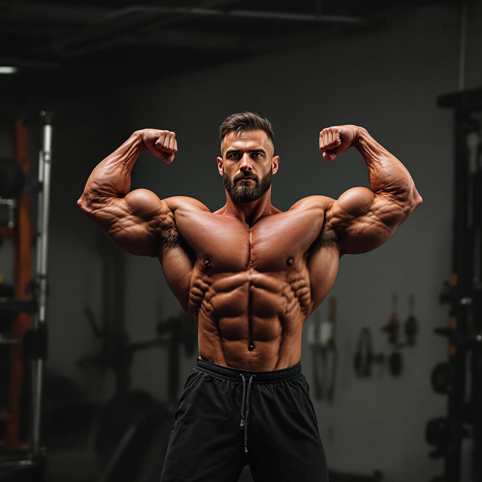 AI generated: bodybuilder giving a power pose