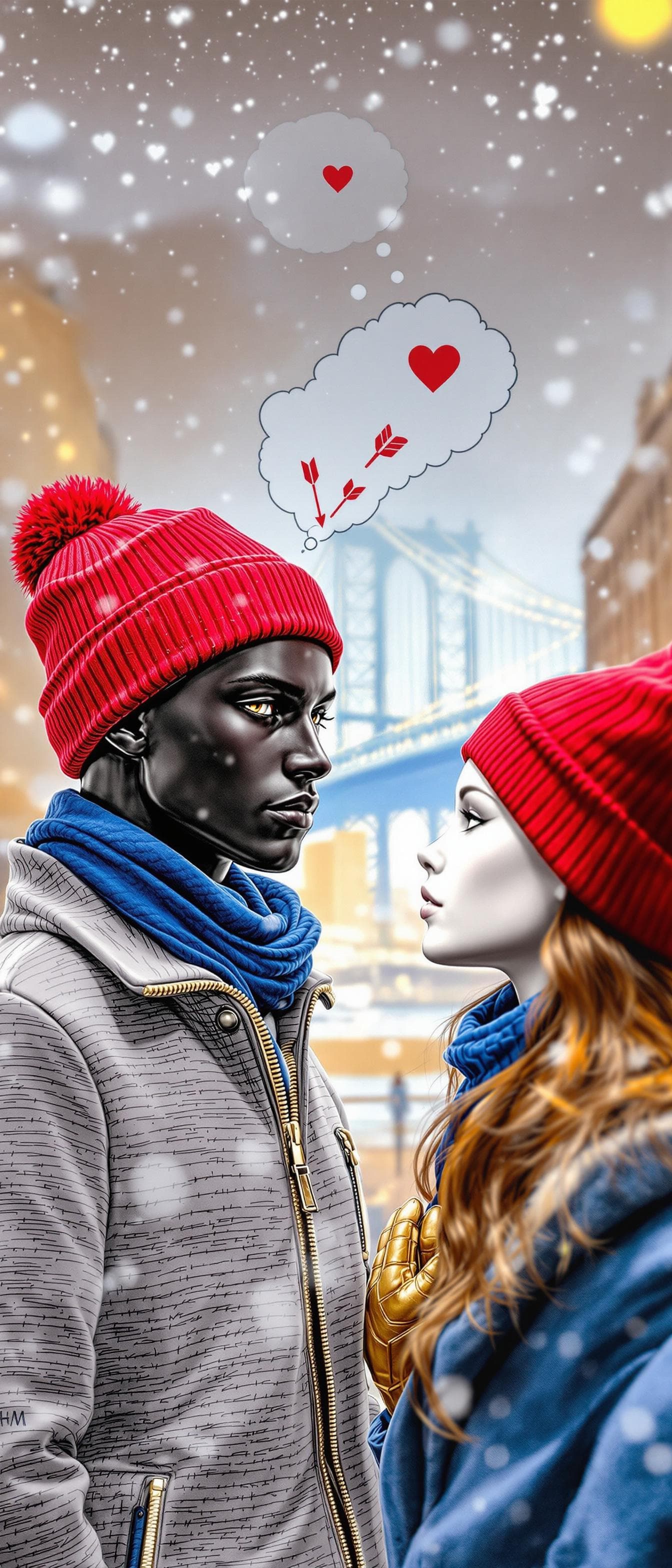 AI generated: A Dream in Disguise - A love story between Victor (black male mannequin) and Viola (white female man...