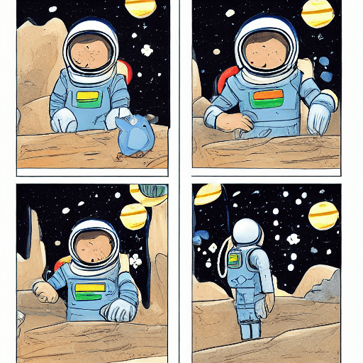 AI generated: comic book strips, storyboard cartoon comic book, color, storyboard comic, storyboard a boy wearing ...