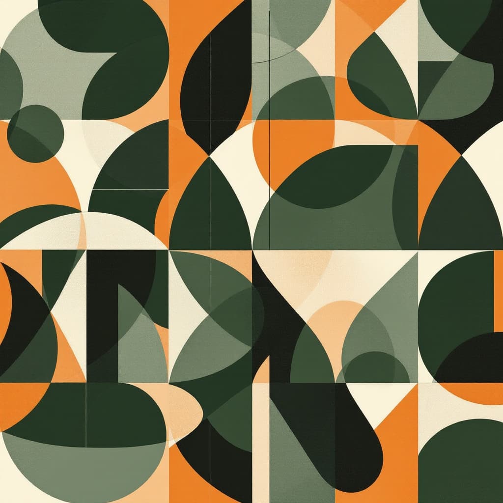 AI generated: pattern illustration, focusing on the interplay of abstract geometric shapes, monochrome palette wit...