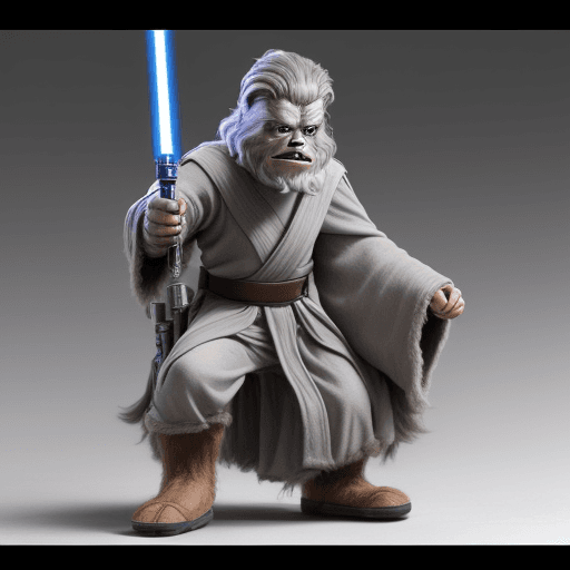 AI generated: Star Wars Old Grey Jedi Wookie Race