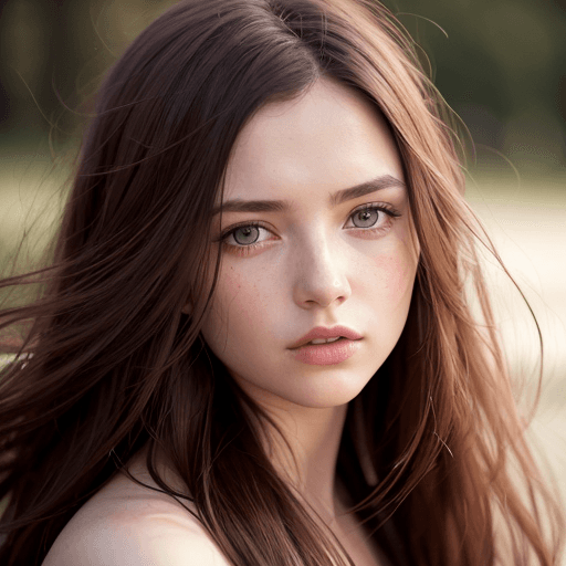 AI generated: Close-up photo of a beautiful Irish girl, adorable face, red long layered hair, no makeup, realistic...