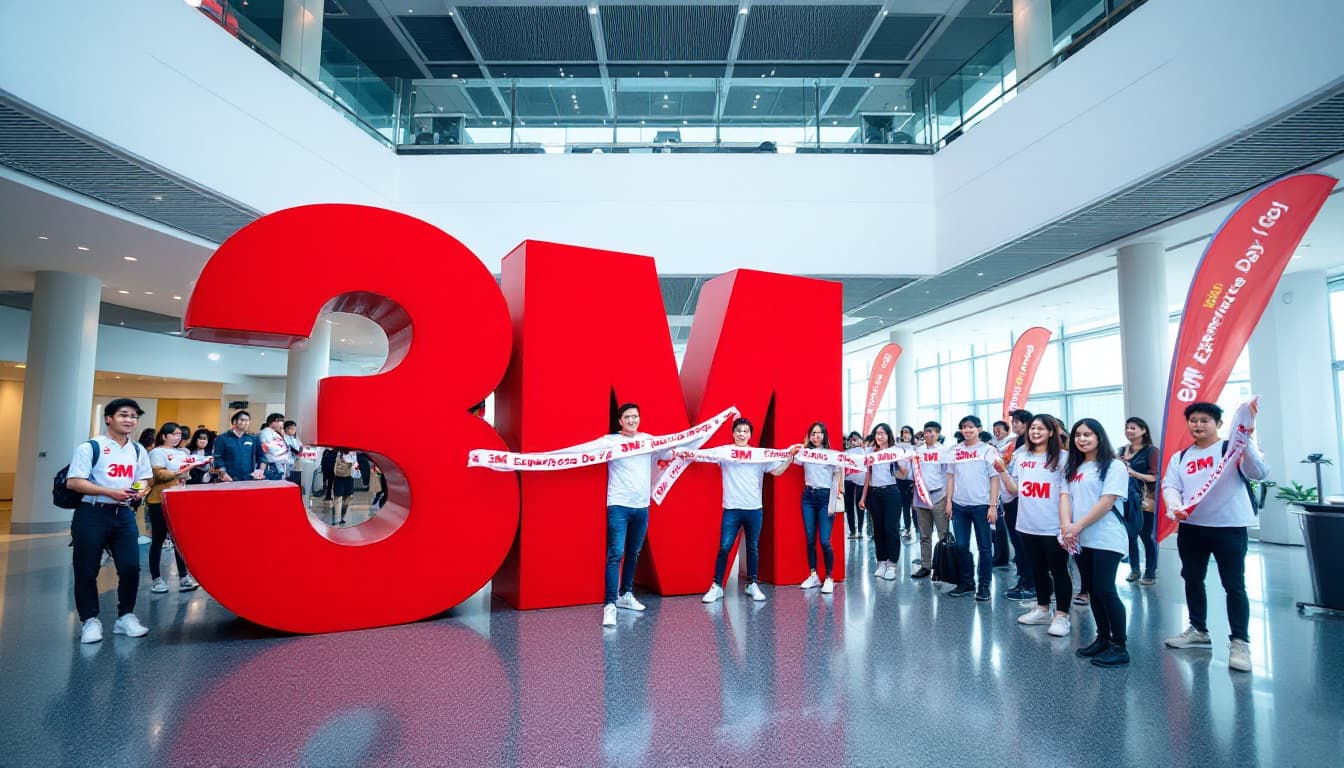 AI generated: A vibrant and energetic company event held at the R&D Center of 3M Korea, called "3M Experience Day....