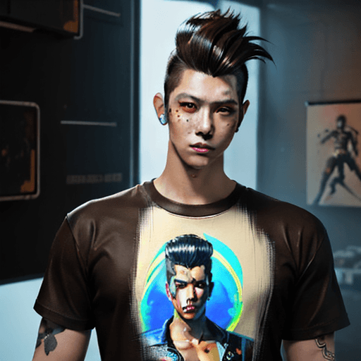 AI generated: Concept art guy in cyberpunk style, realism, beautiful male body, bright big eyes, anime, painting, ...