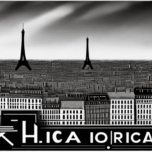 AI generated: a black monocolor logo of a shadow of Paris city horizon viewed from far. no gradient