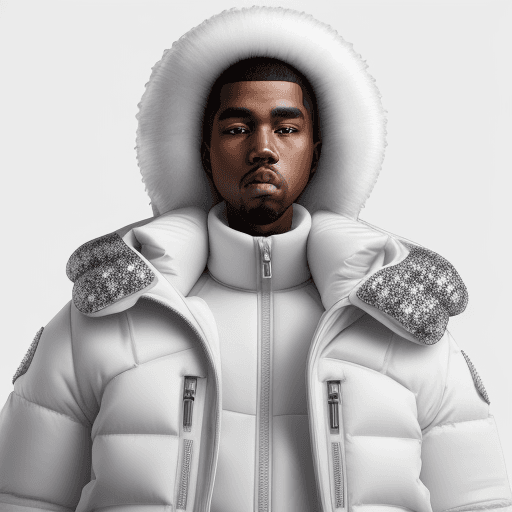 AI generated: milky winter puffer jacket, design trend, design by kanye west, on a white background, octane, 4K, i...