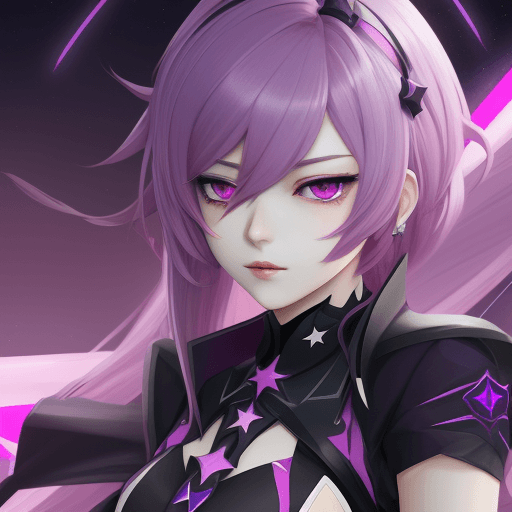 AI generated: kafka, honkai:star rail, woman, pink eyes, purple hair