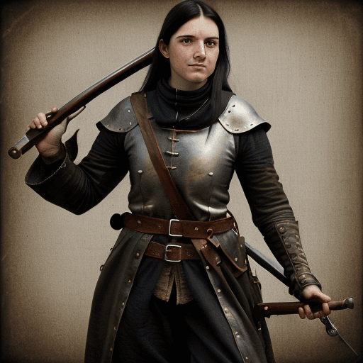 AI generated: big musket in hand, medieval, engineer, art, leather jerkin, renaissance, dirty looking, Pouch over ...