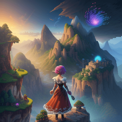 AI generated: high pixeleted picture,2d pixel art, more like pixel art, bolnd hair girl faceing front, game front ...