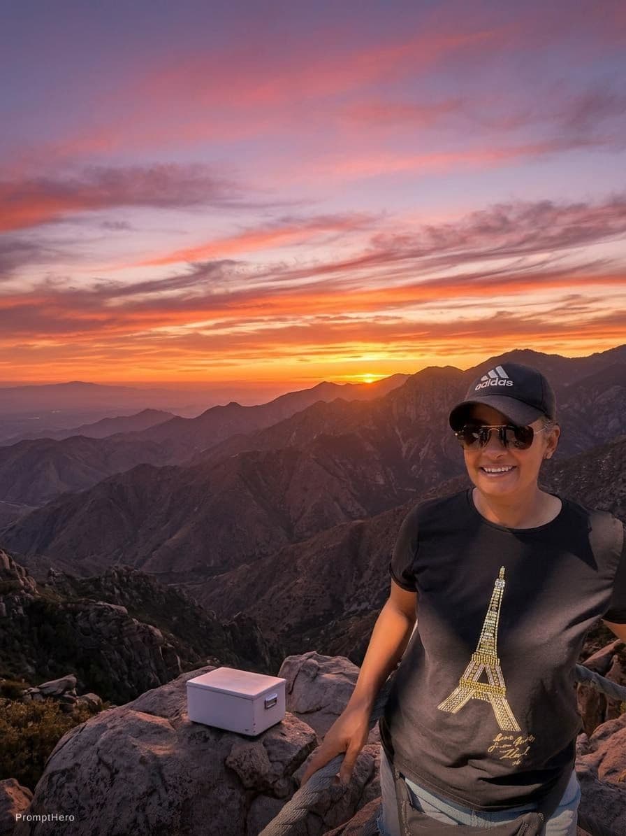 AI generated: Beautiful sunset over mountain