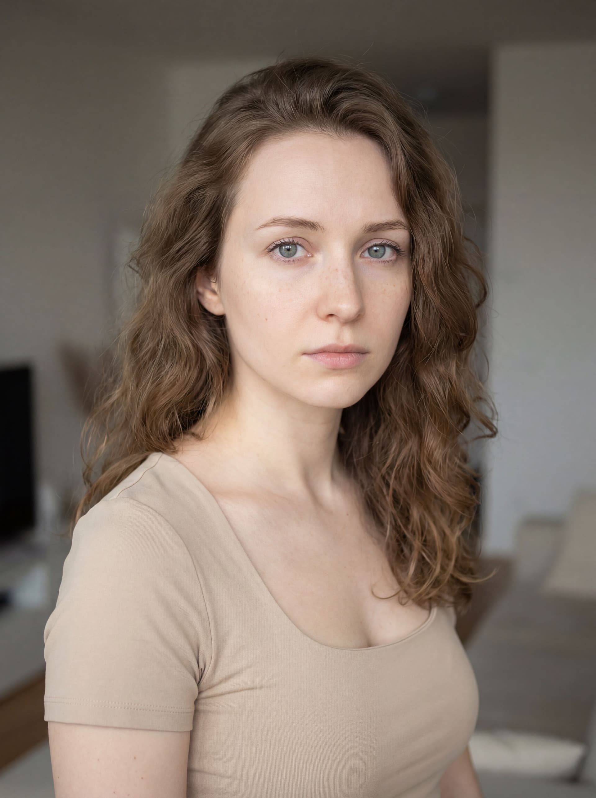 AI generated: A highly realistic mid-shot portrait of a beautiful young adult Caucasian woman,
framed from head to...