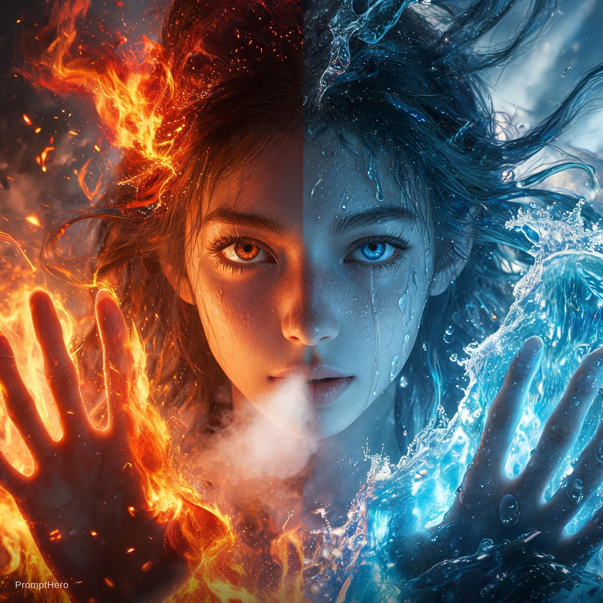 AI generated: A cinematic, ultra-photorealistic 8K portrait of a young woman 
powerfully emerging from the collisi...
