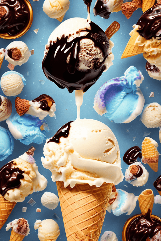 AI generated: ice cream sunday, delicious, glistening, chocolate sauce,  hot fudge pouring over a delicious ice cr...
