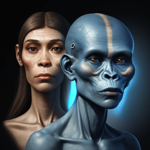 AI generated: Draw me an image that shows in a realistic way the head of a human looking slightly forward in blue,...
