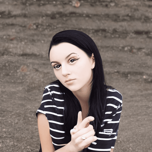 AI generated: Translation: "Photograph of an 18-year-old white girl with short black hair and a height of 1.70m, w...