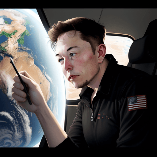 AI generated: 
Please draw Elon Musk working on the future Earth.