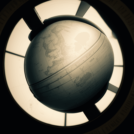 AI generated: looking through a door to the globe with an airplane silhouette