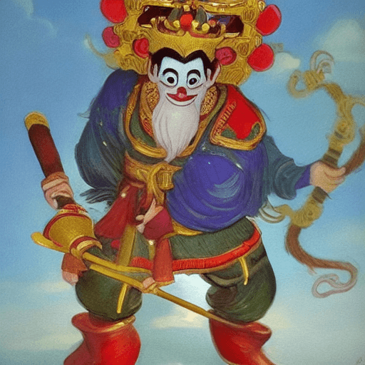 AI generated: Amazing male cartoon figure, the adorable Monkey King from the Chinese mythology story Journey to th...