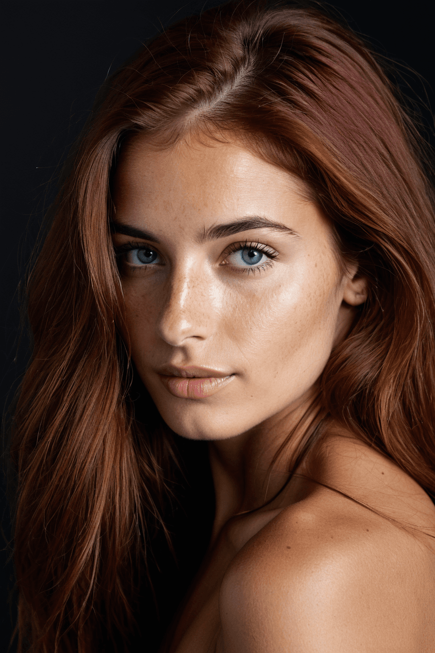 AI generated: (Midjourney like) half body portrait, 25 years old arab blue eyes model, (blue eyes), Thin elongated...
