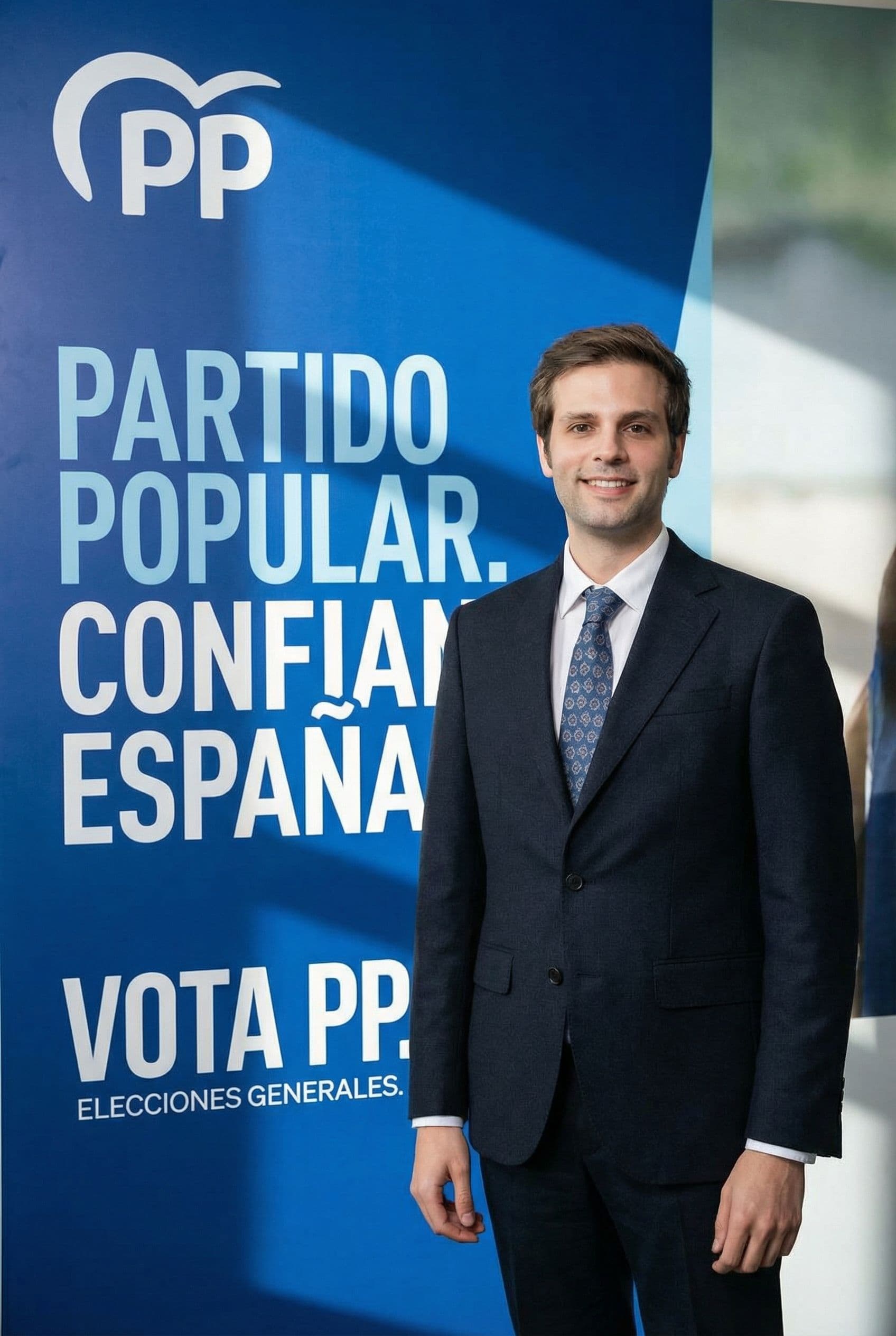 AI generated: Turn the background into a Political ad for the Partido Popular