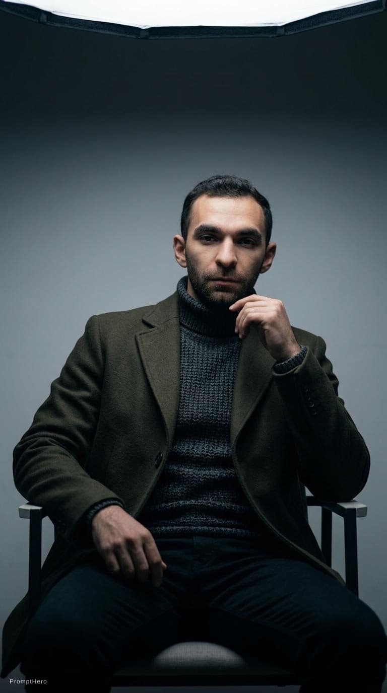 AI generated: high-end portrait photography, editorial studio photography, cinematic color grading, vertical compo...