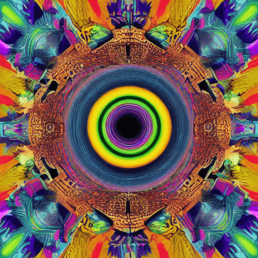 AI generated: An exotic psychedelic album cover for various rock artists