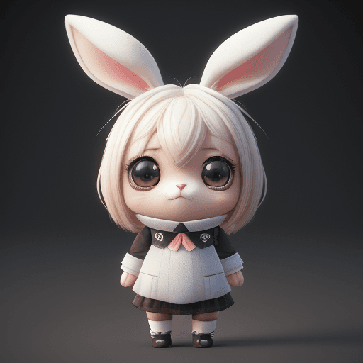 AI generated:  cute, chibi, bunny wearing a sport hoody  and headphones, showing actitute , 3d --ar 4:7 --v 5.2 oc...