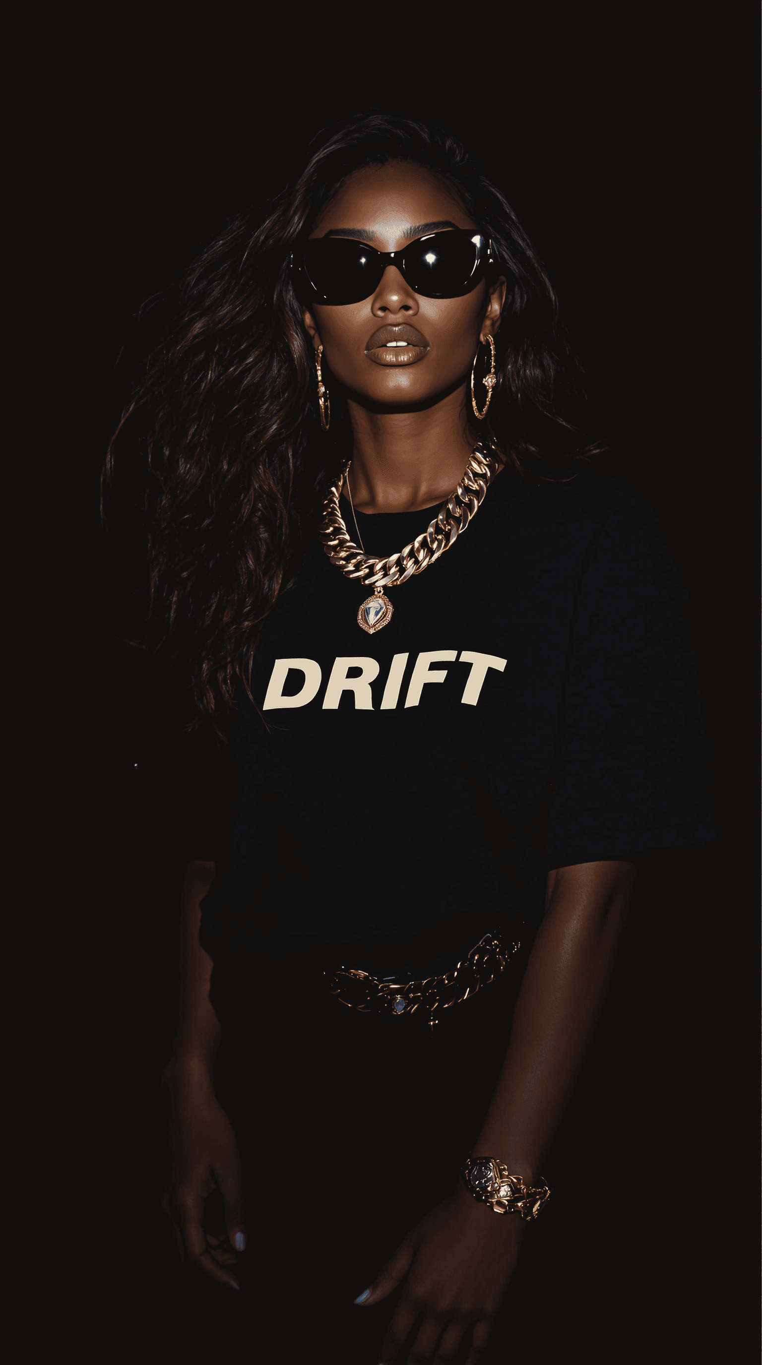 AI generated: full body picture, full body portrait, beauty black girl with urban black clothes, on the small shir...