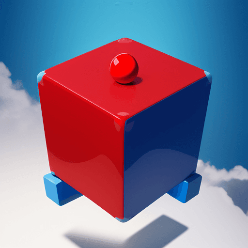 AI generated: a red sphere on top of a blue cube