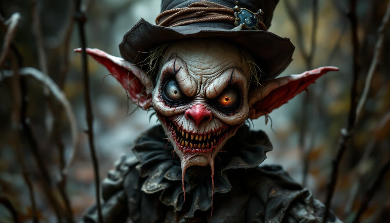 AI generated: evil, twisted, frightening marionette pinocchio , portrait, in the style of D&D, fantasy art, detail...