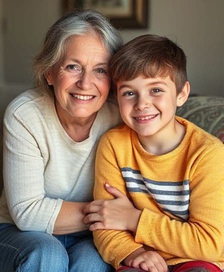 AI generated: Mother and her ten-year-old son 