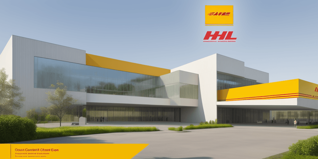 AI generated: Create the Modern  Architecture Design Center below to use the DHL logo as your organization.