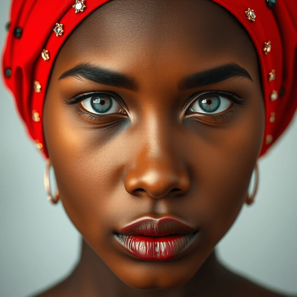 AI generated: The image features a close-up of an African girl face, focusing on their eyes and upper cheeks. The ...
