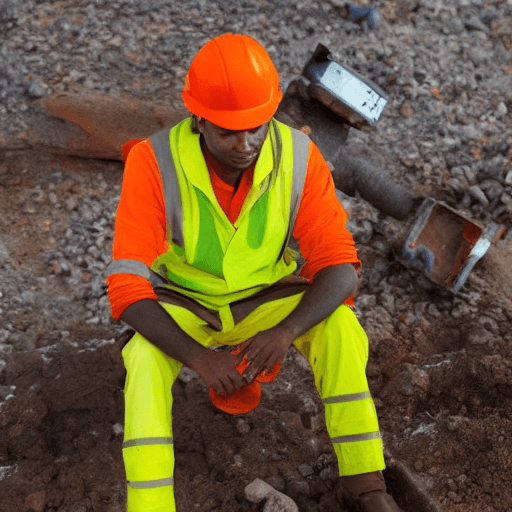 AI generated: planet earth  wearing orange worker helmet with maintenance word writed on it
