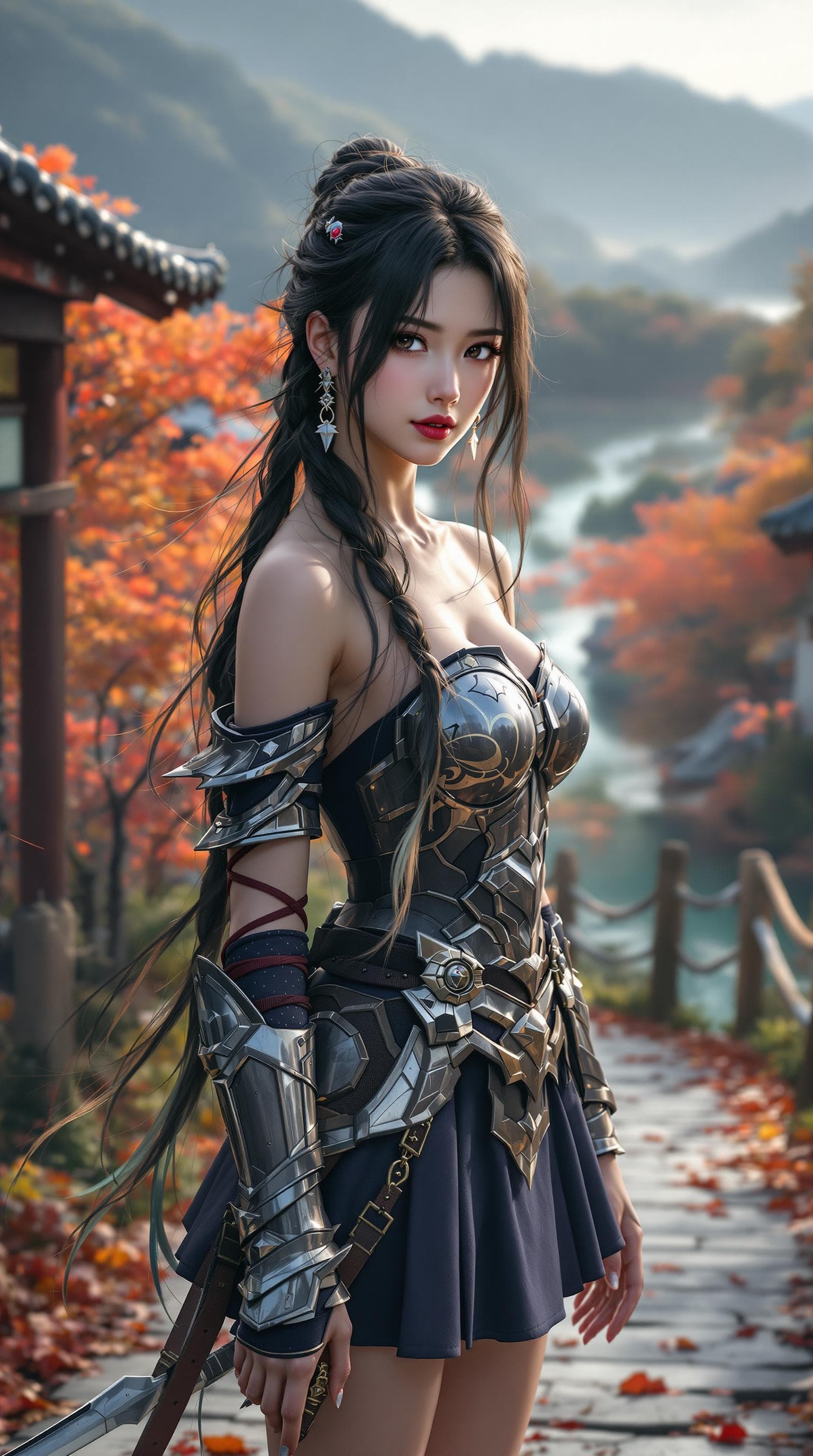 AI generated: realistic, japanese girl, beautiful girl, full body, ulzzang face, long hair, black hair, multi colo...