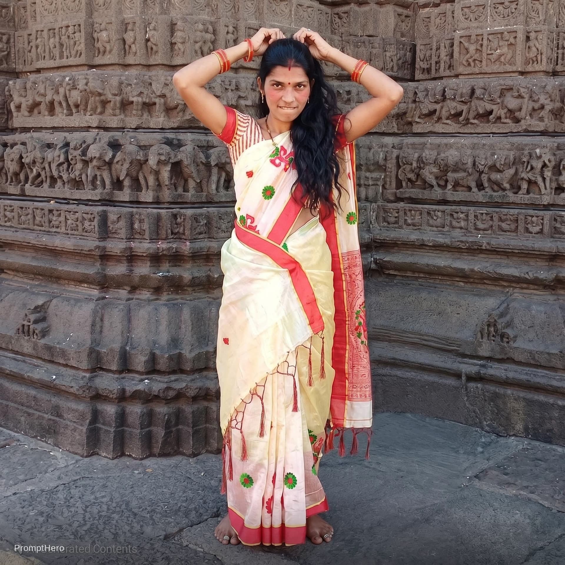 AI generated: Use the women in image, full body view from head to toe, no cropping whatsoever, complete legs and f...